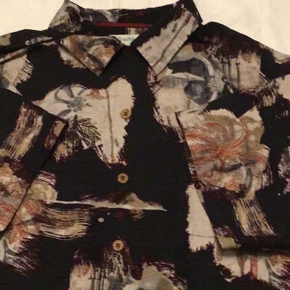 Caribbean Pure Silk Floral Cruise Shirt Size XL